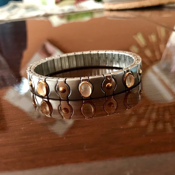 18K & SS stunning cabochon stones bracelet ITALY - Picture 4 of 13